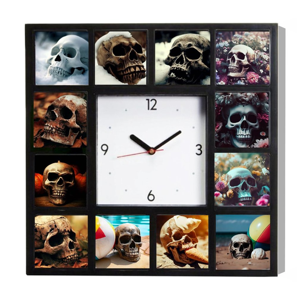 Skull Weird Scary Odd Haunted Goth Clock Fall Summer Winter Spring. LE